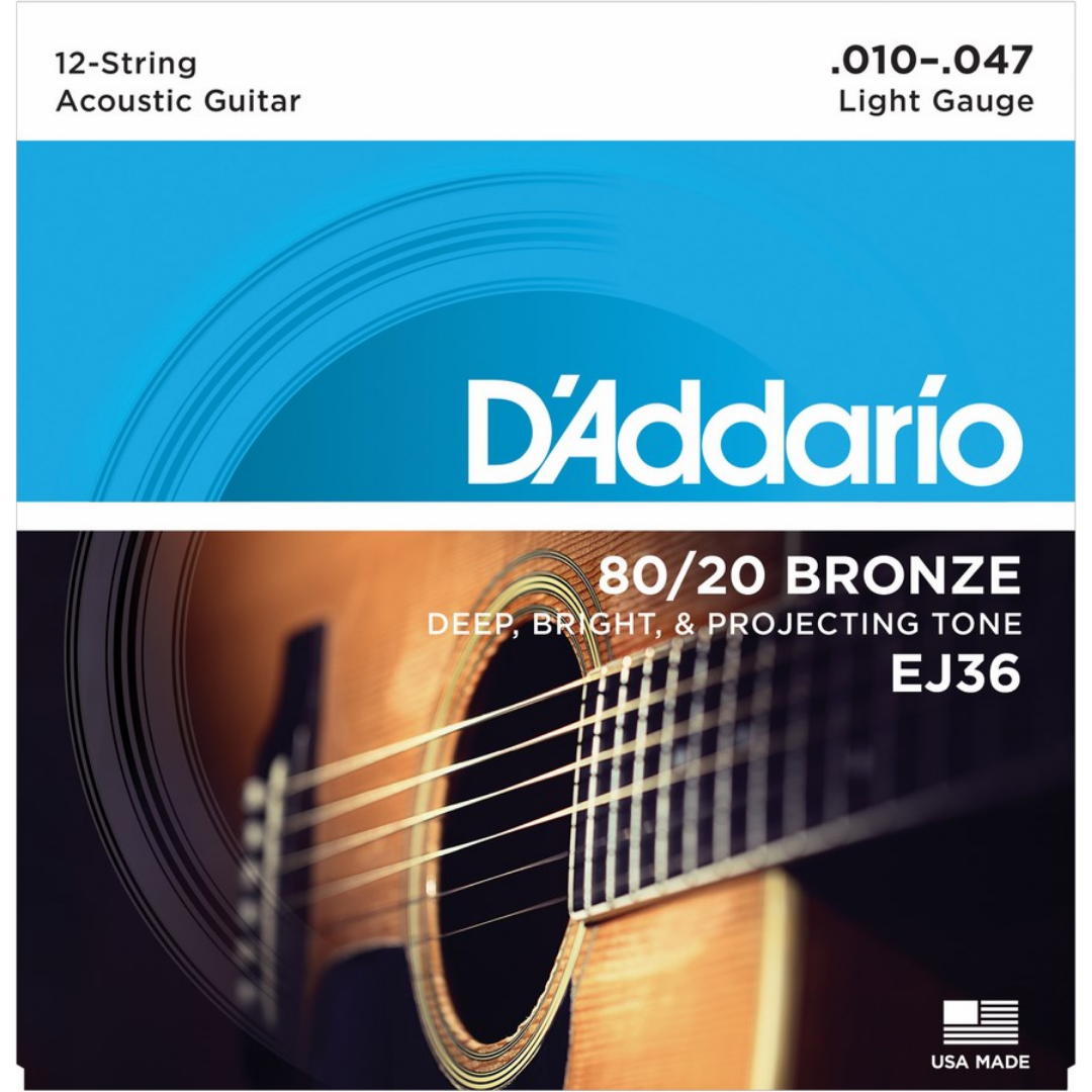 D'ADDARIO EJ36 ACOUSTIC GUITAR STRING 80/20 LITE 12 STRING | D'ADDARIO , Zoso Music