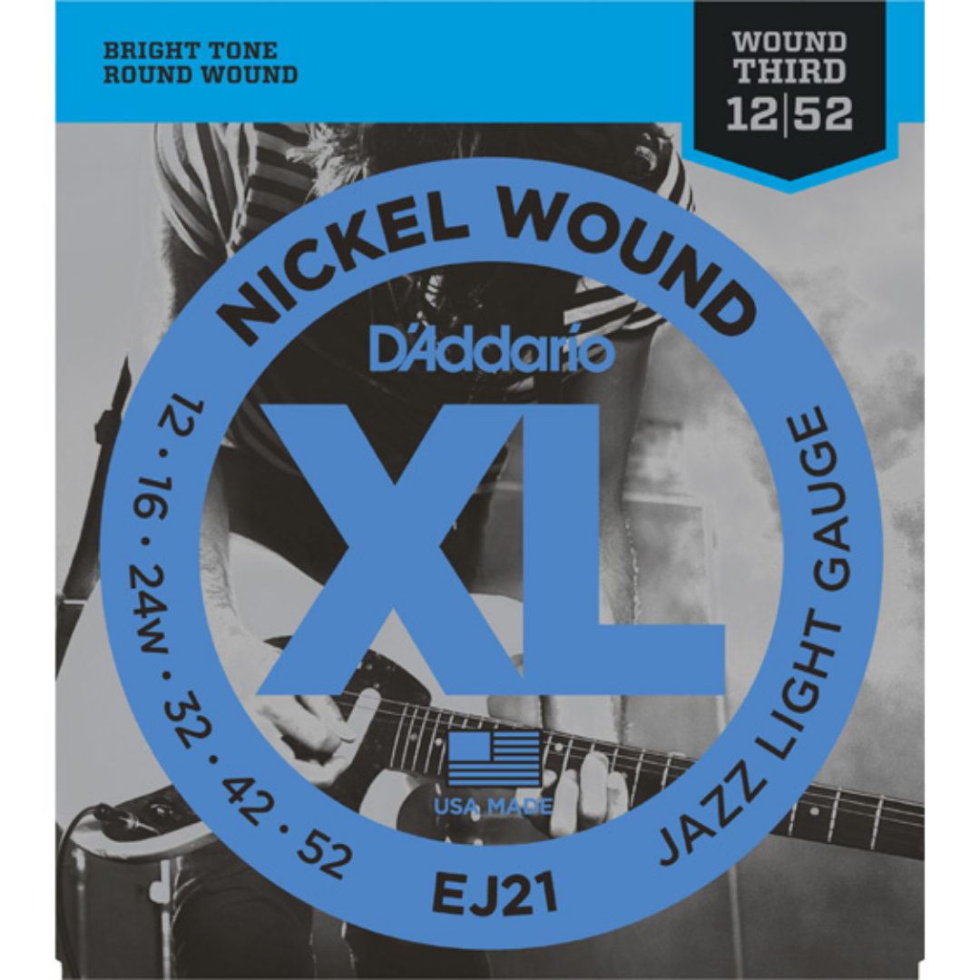 D'ADDARIO EJ21 NICKEL WOUND ELECTRIC GUITAR STRINGS, JAZZ LIGHT, 12-52(EJ-21, EJ 21) | D'ADDARIO , Zoso Music