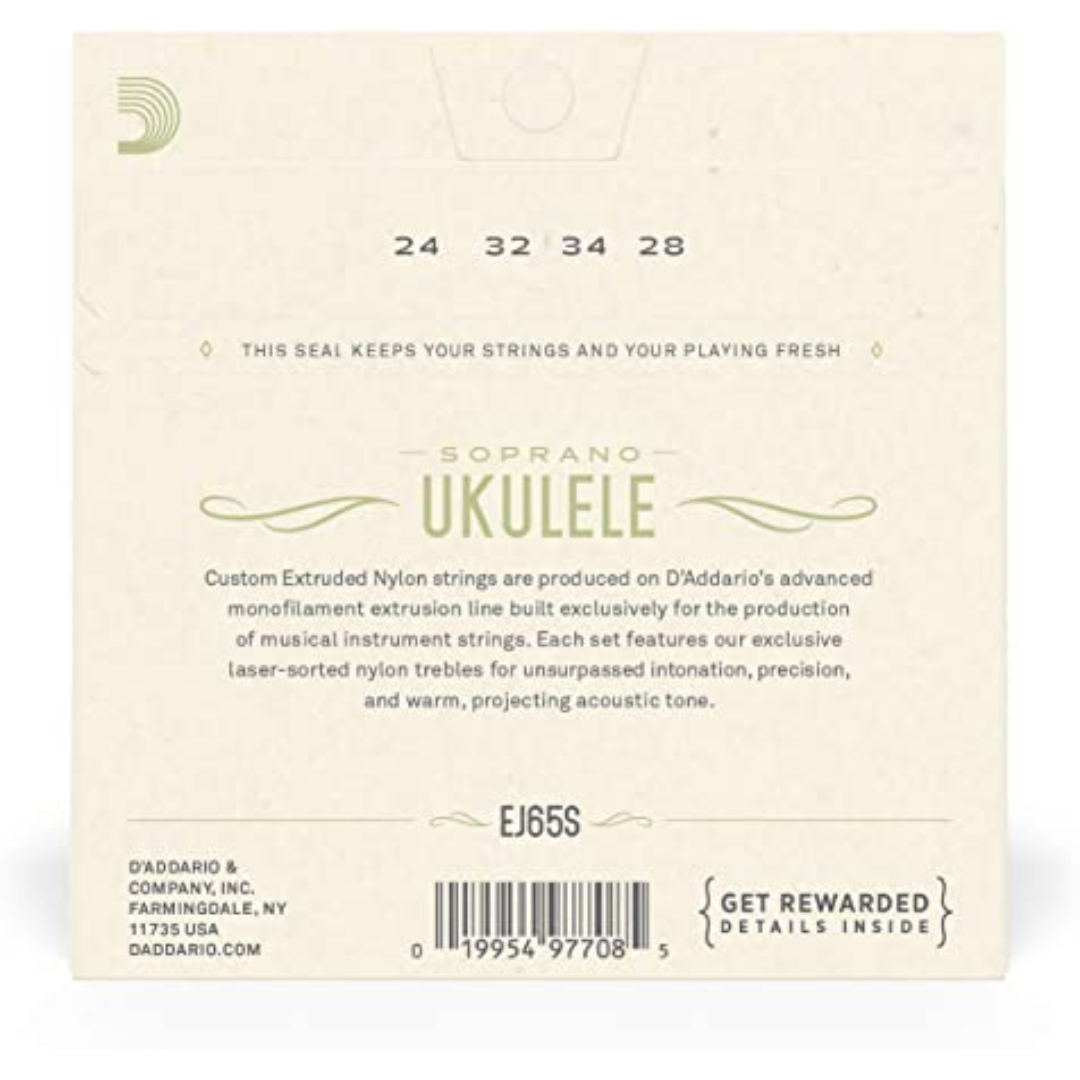 D'ADDARIO EJ65S PRO-ART&Egrave; CUSTOM EXTRUDED UKULELE STRINGS - SOPRANO | D'ADDARIO , Zoso Music