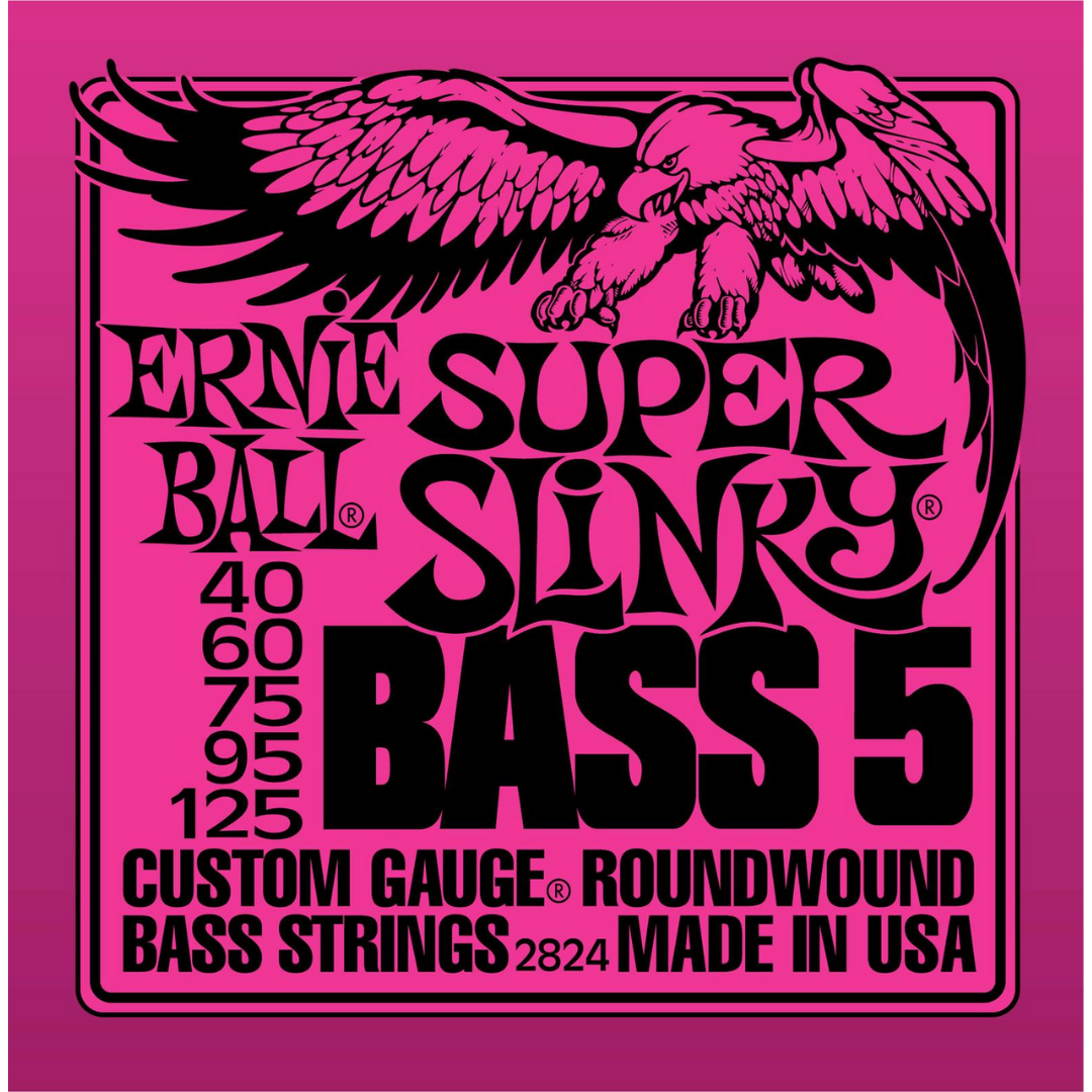 ERNIE BALL 2824 SUPER SLINKY 5 STRING ROUNDWOUND BASS STRINGS 40-125 | ERNIE BALL , Zoso Music