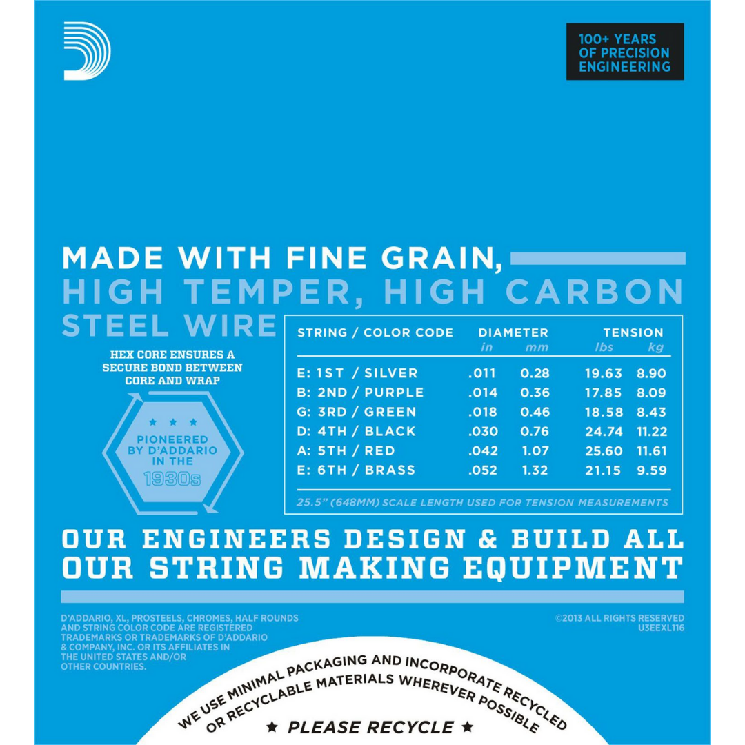 D'ADDARIO EXL116 MEDIUM TOP/HEAVY BOTTOM ELECTRIC GUITAR STRING 11-52 | D'ADDARIO , Zoso Music