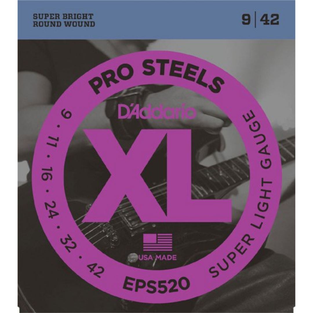D'ADDARIO EPS520 PROSTEELS ELECTRIC GUITAR STRINGS 9-42 SUPER LIGHT | Zoso Music