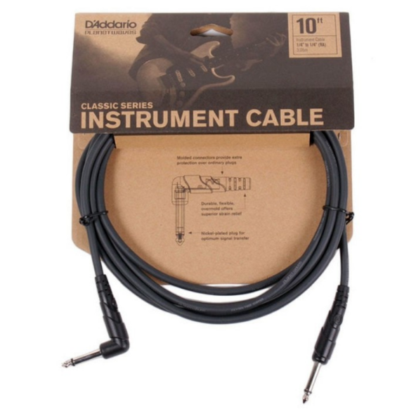 PLANET WAVES PW-CGTRA-10 CLASSIC SERIES INSTRUMENT CABLE 10 FEET RIGHT ANGLED, PLANET WAVES, CABLES, planet-waves-audio-cable-accessory-pwcgtra-10, ZOSO MUSIC SDN BHD