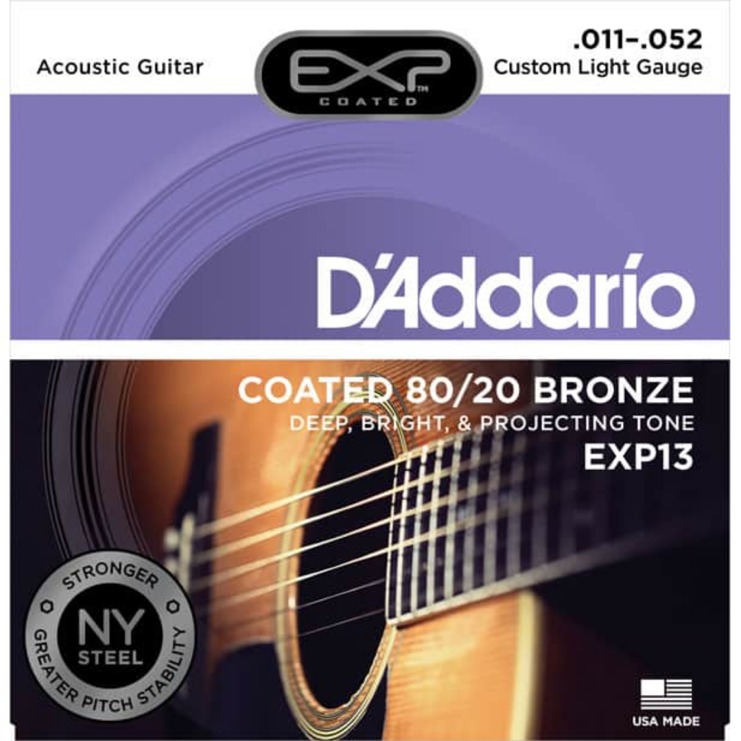 D'ADDARIO EXP13 11-52 CUSTOM LIGHT COATED 80/20 ACOUSTIC GUITAR STRING SET | D'ADDARIO , Zoso Music