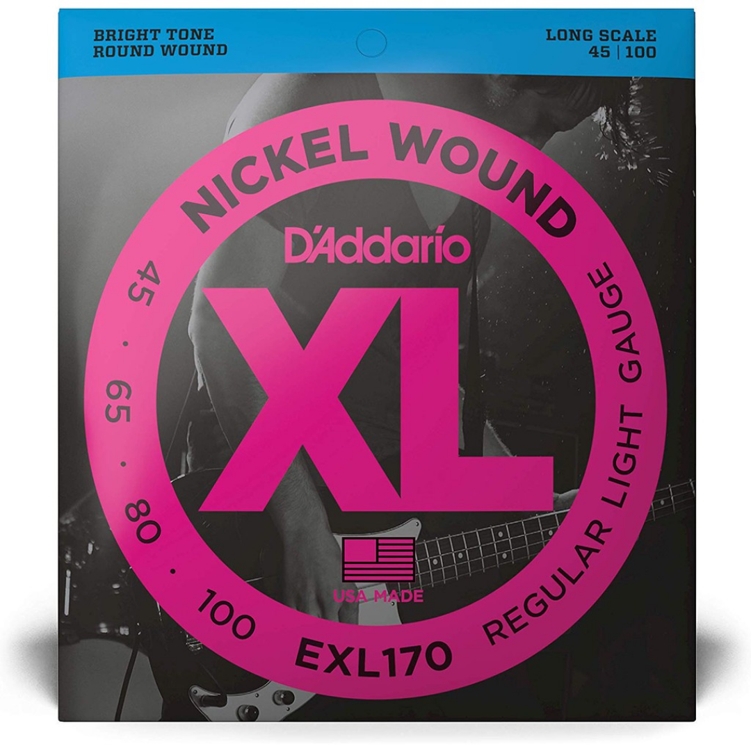D'ADDARIO EXL170 NICKEL WOUND BASS GUITAR STRINGS 45-100 REGULAR LIGHT | D'ADDARIO , Zoso Music