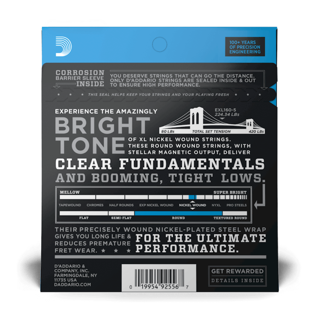 D'ADDARIO EXL160-5 NICKEL WOUND 5-STRING BASS, MEDIUM 50-135 ( EXL160-5 / EXL 160-5 ) | D'ADDARIO , Zoso Music