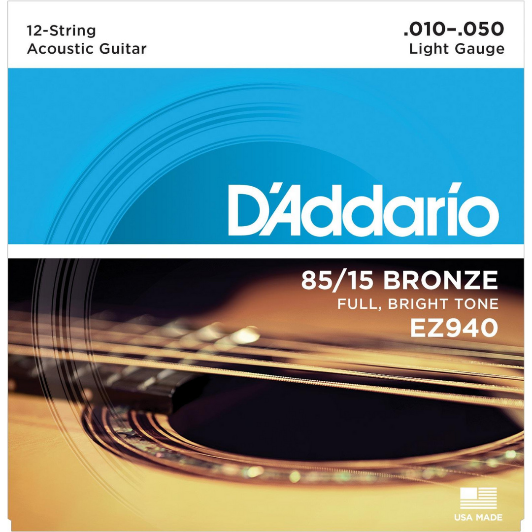 D'ADDARIO EZ940 12-STRING 85/15 BRONZE ACOUSTIC GUITAR STRING 10-50 | D'ADDARIO , Zoso Music