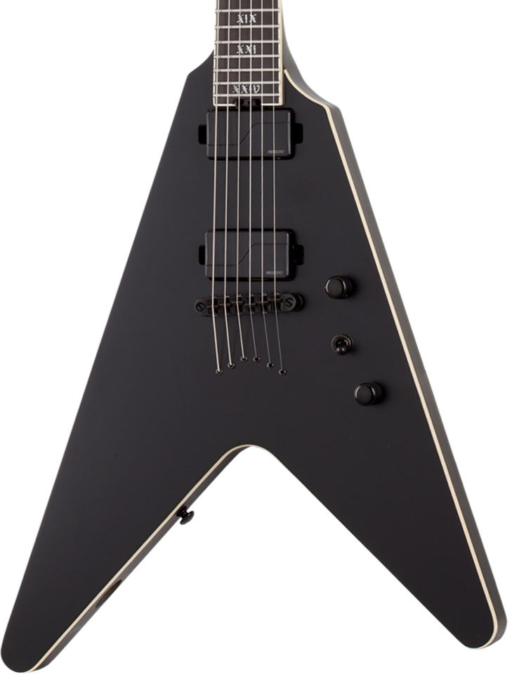 SCHECTER V-1 SLS EVIL TWIN ELECTRIC GUITAR - SATIN BLACK (1346) MADE IN KOREA, SCHECTER, ELECTRIC GUITAR, schecter-electric-guitar-v-1-eviltwin-sb, ZOSO MUSIC SDN BHD