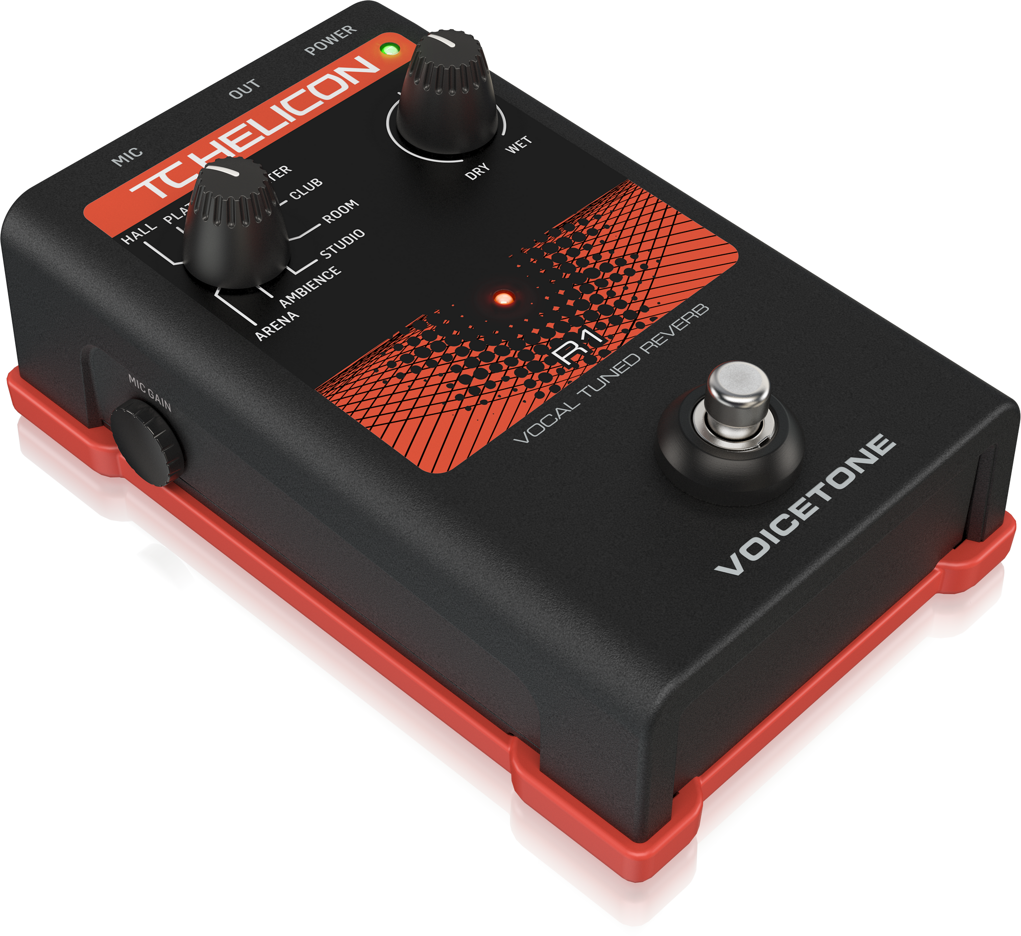 TC HELICON VOICETONE R1 SINGLE-BUTTON STOMPBOX FOR STUDIO-QUALITY LIVE VOCAL REVERB, TC HELICON, VOCAL PROCESSORS, tc-helicon-vocal-processors-voicetone-r1, ZOSO MUSIC SDN BHD