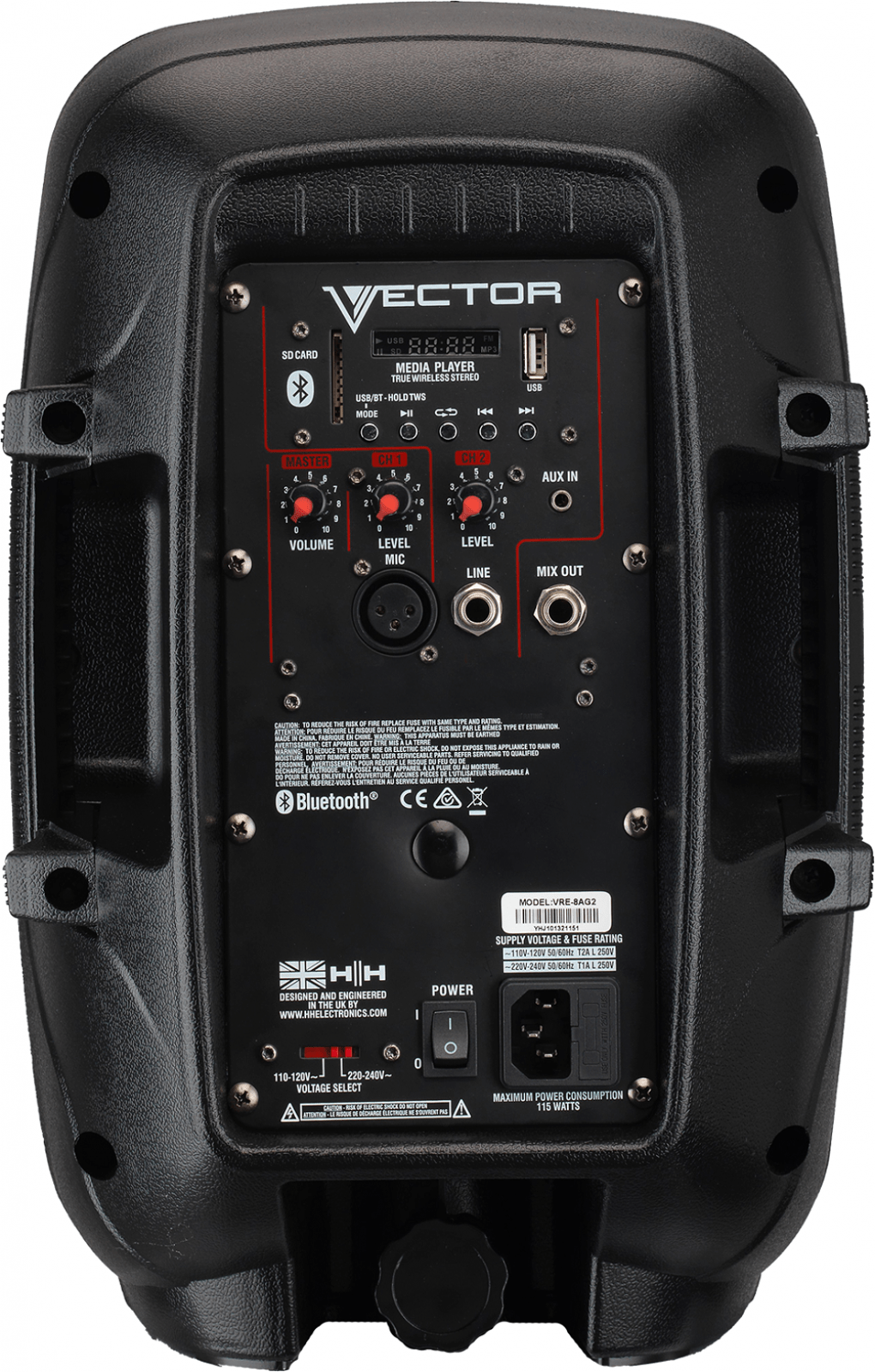 HH ELECTRONIC VRE-8AG2 8IN 2WAY ACTIVE SPEAKER (300W) |  HH ELECTRONICS |  POWERED SPEAKER |  Zoso Music