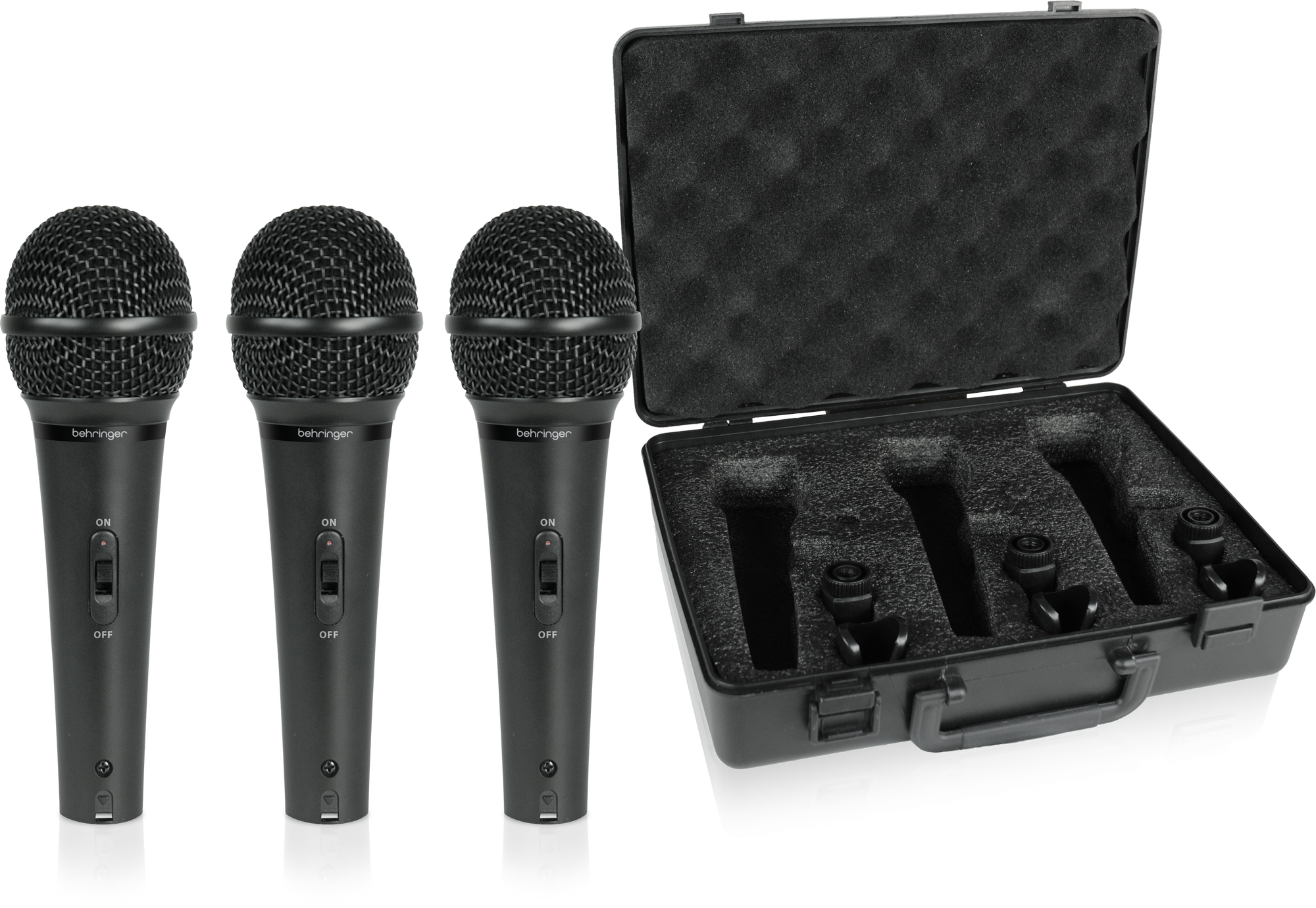 Behringer XM1800S (3-Pack) Dynamic Microphones with Carrying Case (XM 1800S / XM-1800S) | BEHRINGER , Zoso Music
