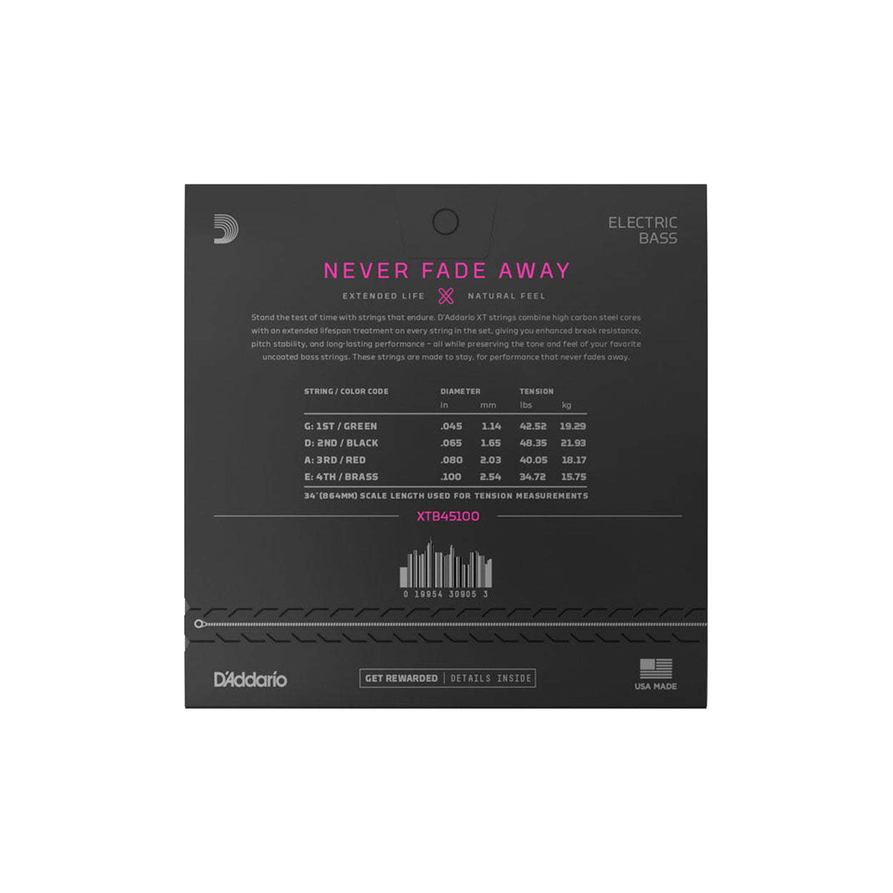 DADDARIO SET BASS GUITAR STRING XT NKL 45-100 LONG XTB45100 | D'ADDARIO , Zoso Music