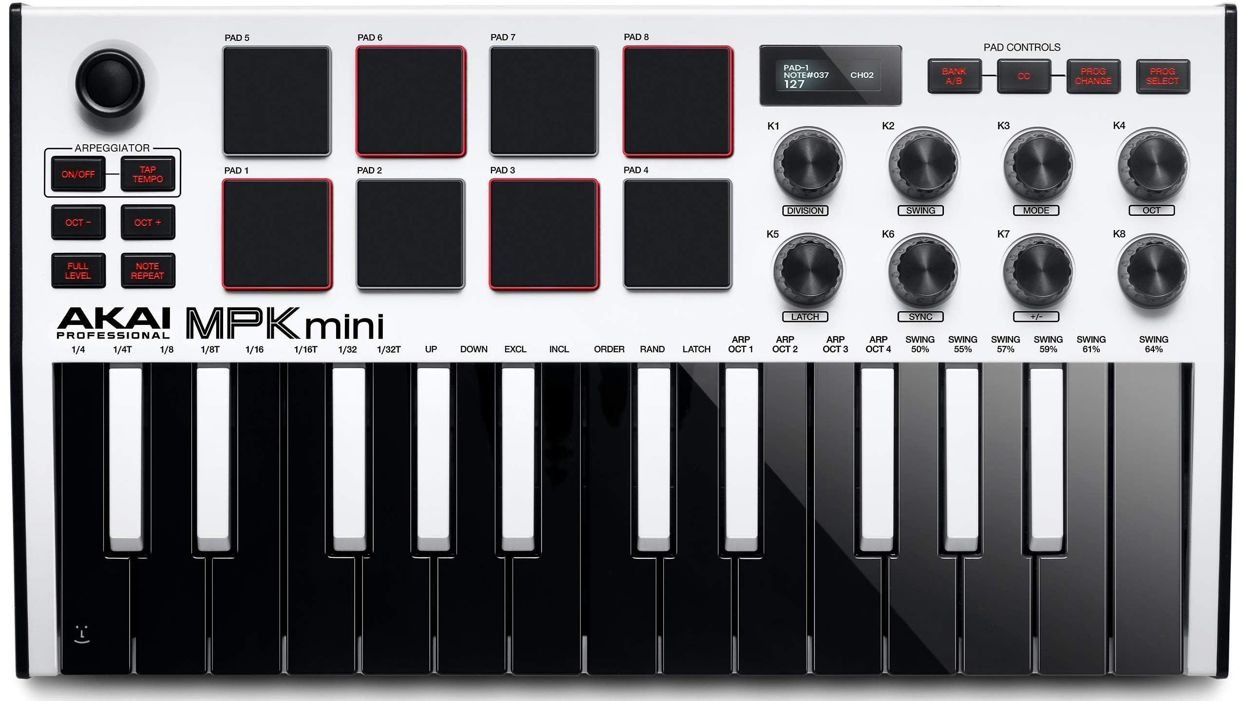 AKAI MPK MINI MK3 25-KEY COMPACT KEYBOARD CONTROLLER WHITE | AKAI PROFESSIONAL , Zoso Music