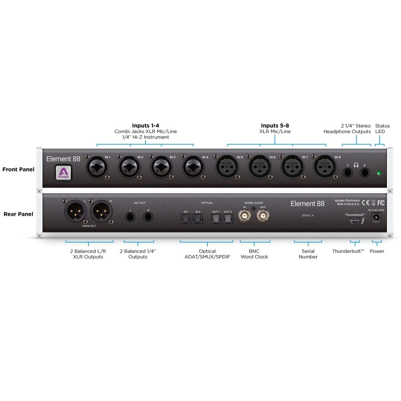 Apogee Element 88 - 16x16 Thunderbolt Audio Interface for Mac | APOGEE , Zoso Music