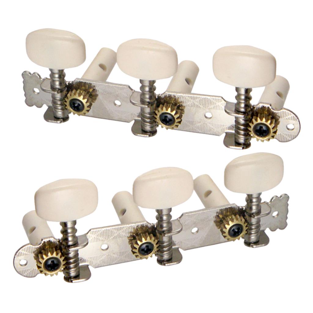 CHROME + WHITE 3 ON A PLATE GUITAR MACHINE HEADS TUNING PEGS KEYS TUNERS (ACOUSTIC GUITAR/ ZOSO) | KM , Zoso Music
