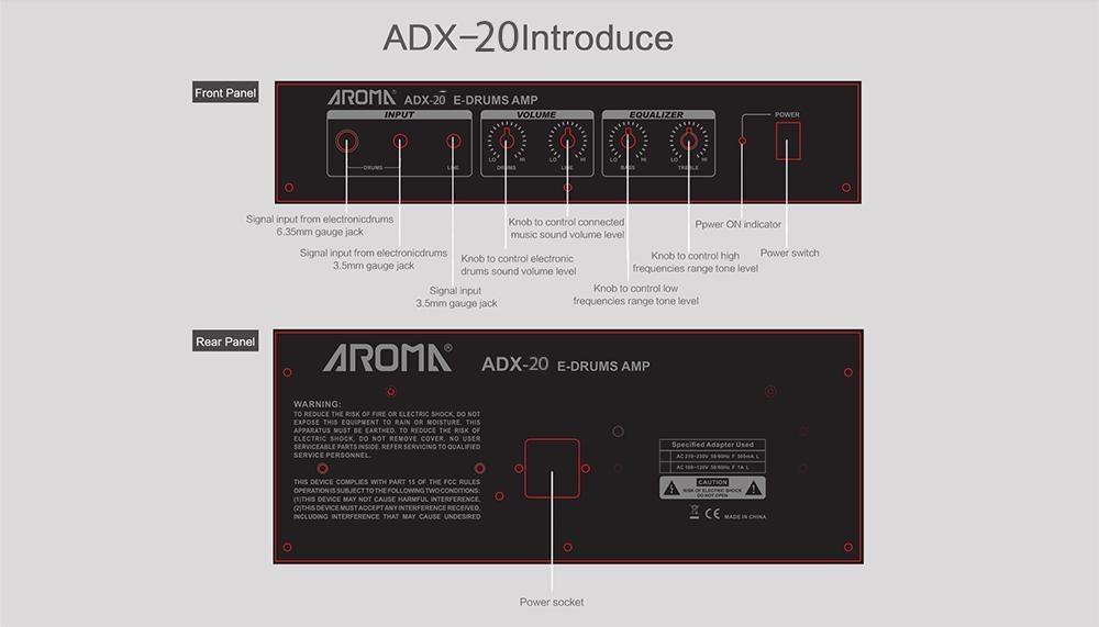 Aroma ADX-20 Personal Monitor Amplifier/Drum Amplifier/Keyboard Amplifier Speaker | AROMA , Zoso Music