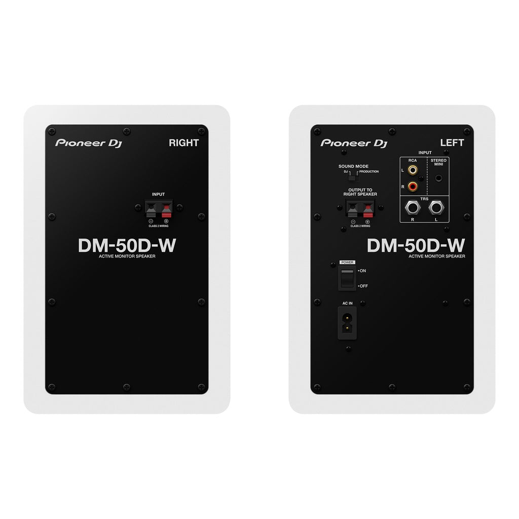 Pioneer DJ DM-50D 5-inch Active Monitor Speaker, White - Pair