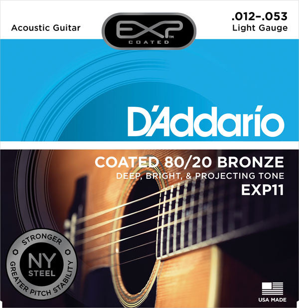 D'ADDARIO EXP11 COATED 80/20 BRONZE, LIGHT, 12-53 | D'ADDARIO , Zoso Music