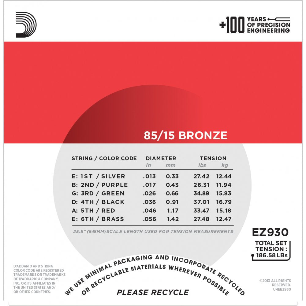 D'ADDARIO EZ930 GREAT AMERICAN BRONZE MEDIUM(.013-.056) Acoustic Guitar Strings | D'ADDARIO , Zoso Music
