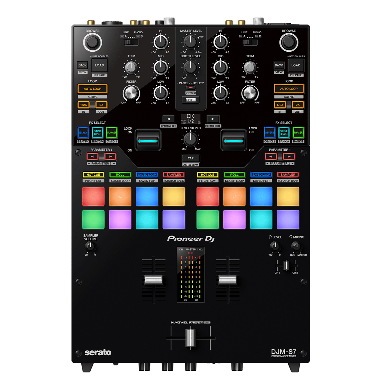 PIONEER DJM-S7 SCRATCH STYLE 2 CHANNEL PERFORMANCE DJ MIXER (BLACK), PIONEER, DJ GEAR, pioneer-dj-gear-djm-s7, ZOSO MUSIC SDN BHD