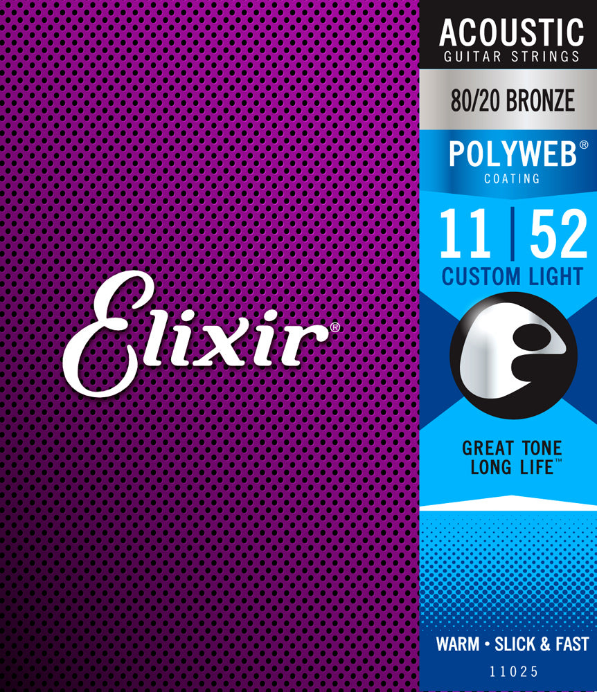 ELIXIR 11025 POLYWEB 80-20 BRONZE ACOUSTIC GUITAR STRINGS 11-52 | ELIXIR , Zoso Music