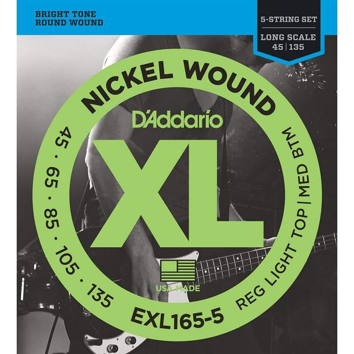 D'ADDARIO EXL165-5 NICKEL WOUND 5-STRING BASS CUSTOM LIGHT, LONG SCALE | D'ADDARIO , Zoso Music