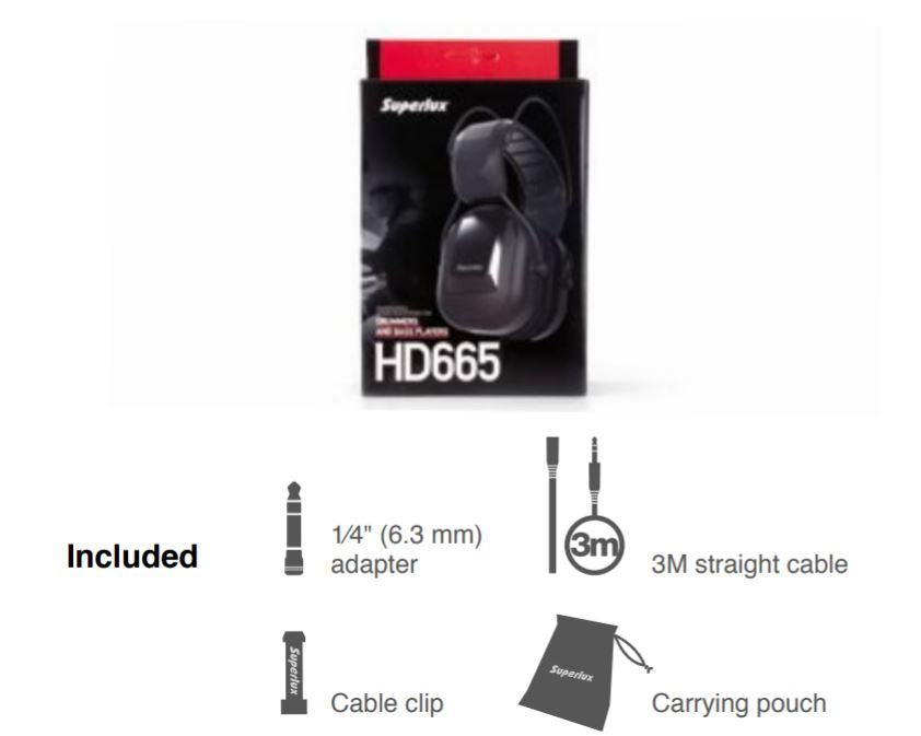 Superlux HD665 Professional Studio Headphones, Closed-Back