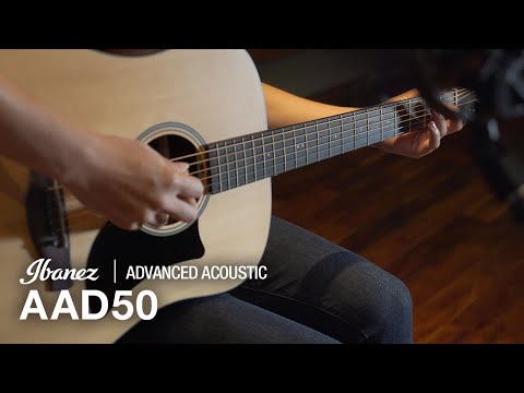 Ibanez AAD50-LG Advanced Acoustic Series Acoustic Guitar, Natural Low Gloss