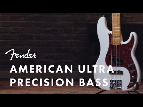Fender American Ultra Precision Bass Guitar, Maple FB, Plasma Red Burst