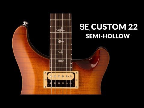 PRS SE Custom 22 Semi-Hollow Electric Guitar, Santana Yellow