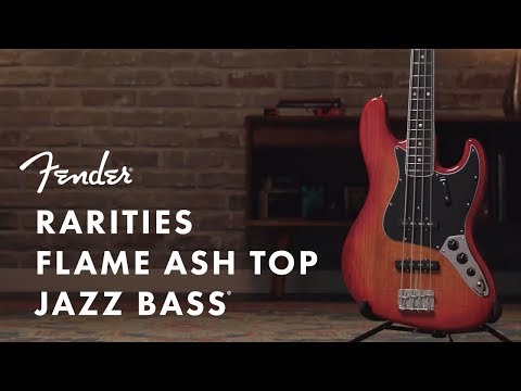 Fender Ltd Ed Rarities Flame Ash Top Jazz Bass Guitar, Plasma Red Burst