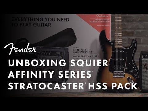 Squier Affinity Series Hss Stratocaster Guitar Pack, Maple Fb, Lake Placid Blue, 230v, Uk