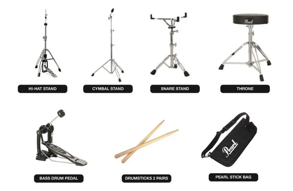 Pearl Roadshow Drum Set 5-Piece Complete Kit W/out Cymbals and Stands, Jet Black |  PEARL |  DRUM-ACOUSTIC |  Zoso Music