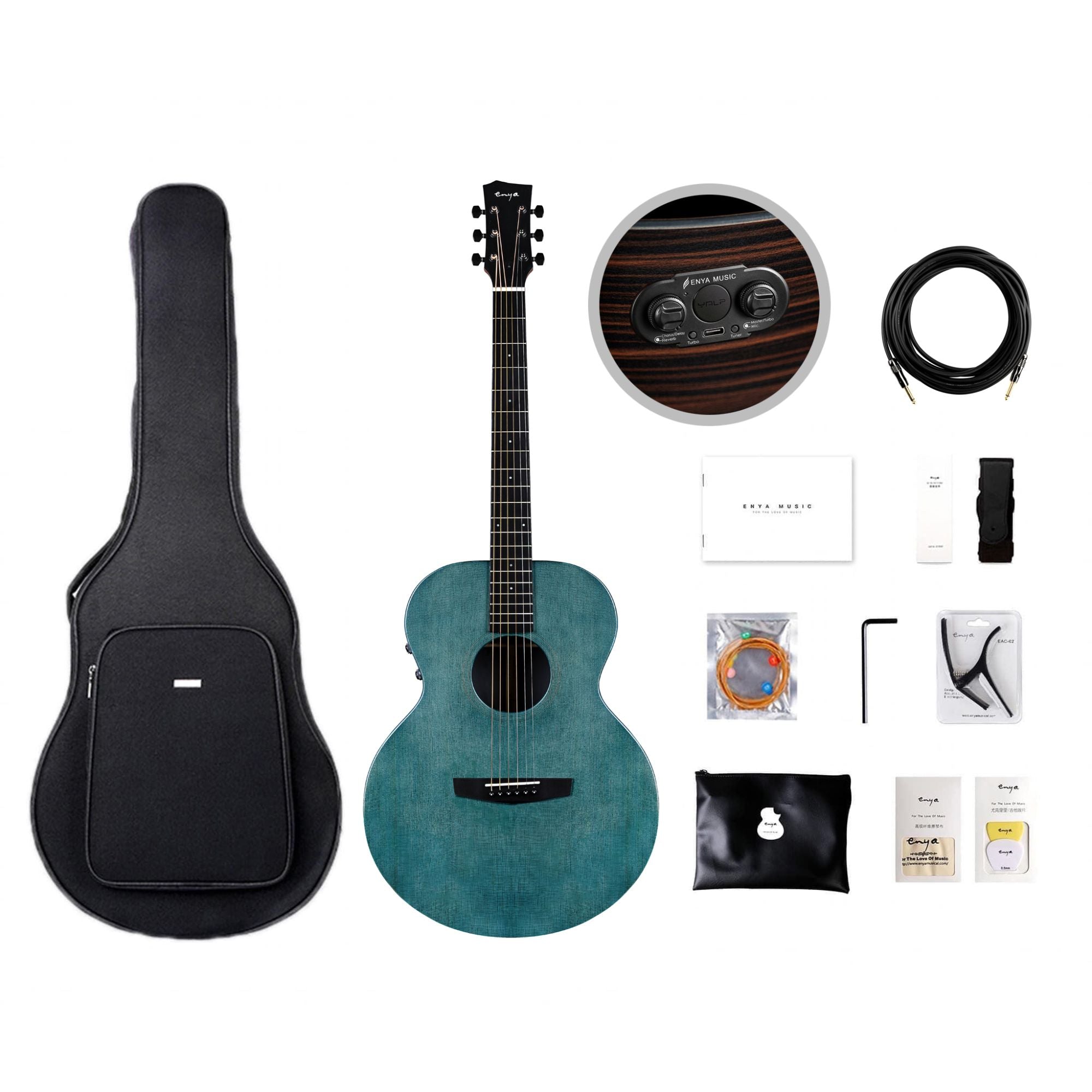 ENYA PRO SERIES EAX1-PROE HPL 41IN ACOUSTIC GUITAR BLUE WITH ACCESSORIES | ENYA , Zoso Music