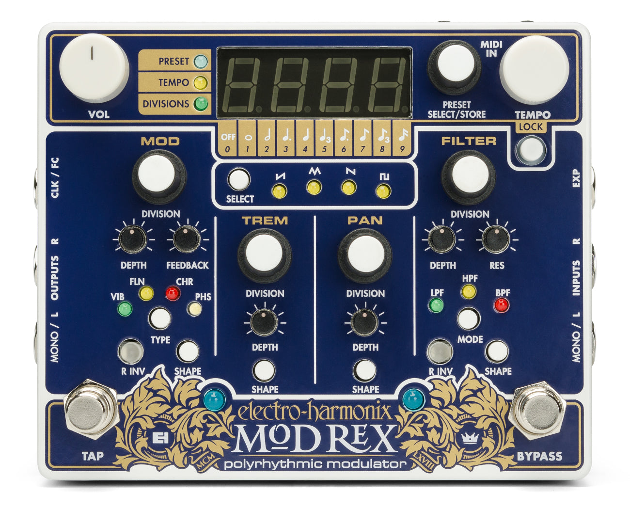 Electro-Harmonix Mod Rex Polyrhythmic Modulator Guitar Effects Pedal | ELECTRO-HARMONIX , Zoso Music