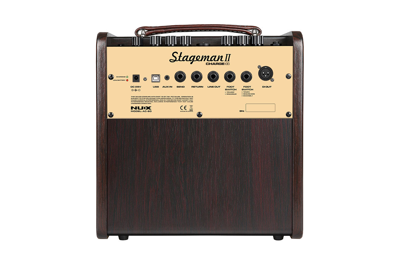 Nux Stageman II 80 Watt Rechargeable Battery Powered Amp Acoustic Guitar Speaker Amplifier With Looper And Bluetooth |  NUX |  EFFECTS |  Zoso Music