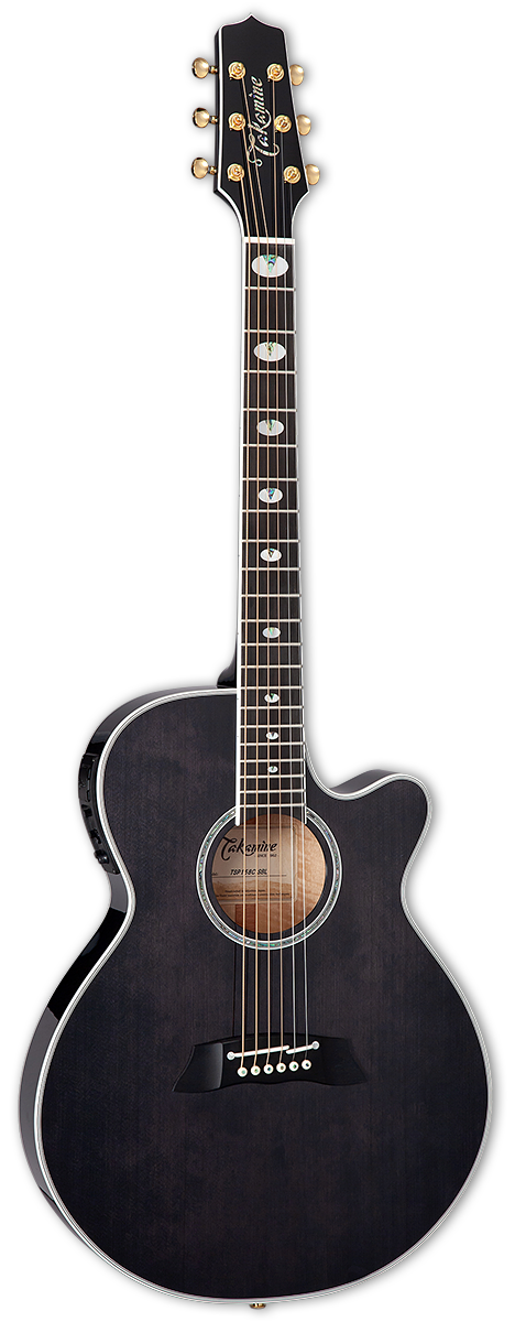 TAKAMINE TSP158C SBL PRO SERIES THINLINE FX CUTAWAY ACOUSTIC-ELECTRIC GUITAR, CT-3N PREAMP & SEMI-HARD CASE (MADE IN JAPAN)