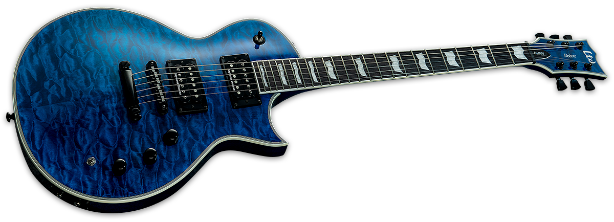 ESP LTD EC-1000 PIEZO ELECTRIC GUITAR - SEE THRU BLUE (EC1000PIEZOQMSTB), ESP LTD, ELECTRIC GUITAR, esp-ltd-electric-guitar-lec1000piezoqmstb, ZOSO MUSIC SDN BHD