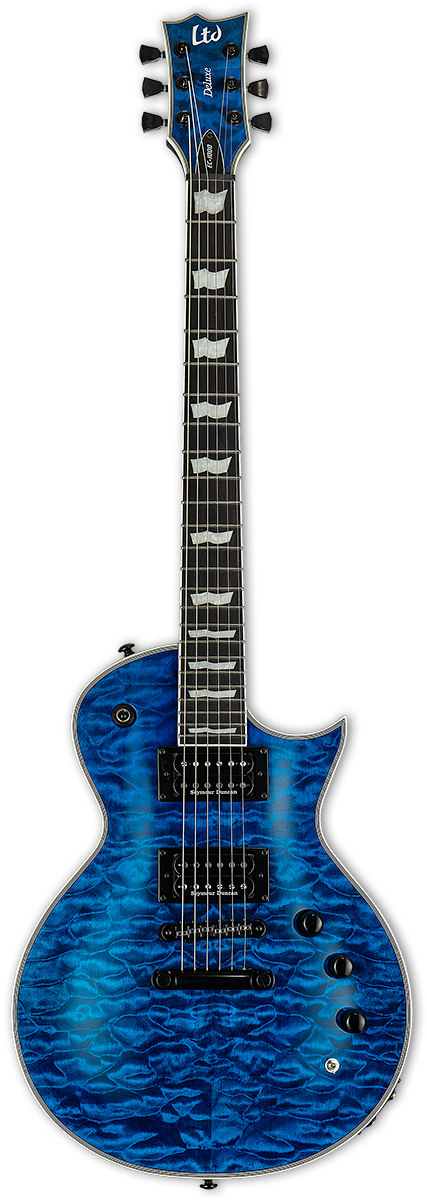 ESP LTD EC-1000 PIEZO ELECTRIC GUITAR - SEE THRU BLUE (EC1000PIEZOQMSTB), ESP LTD, ELECTRIC GUITAR, esp-ltd-electric-guitar-lec1000piezoqmstb, ZOSO MUSIC SDN BHD