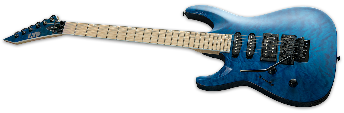 ESP LTD MH-203QM LEFT-HANDED ELECTRIC GUITAR- SEE THRU BLUE (MH203QMSTBLH), ESP LTD, ELECTRIC GUITAR, esp-ltd-electric-guitar-lmh203qmstblh, ZOSO MUSIC SDN BHD