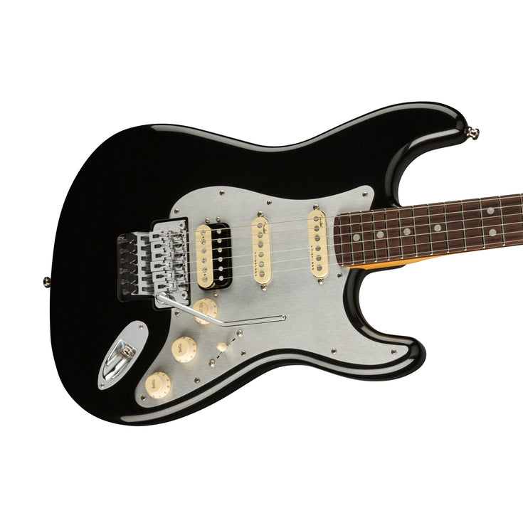 Fender American Ultra Luxe Stratocaster Floyd Rose HSS Electric Guitar, RW FB, Mystic Black