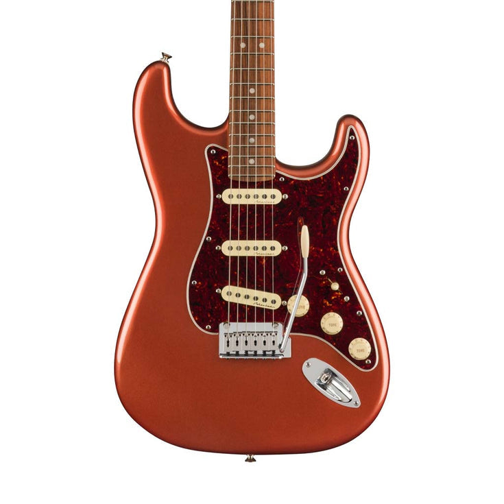 Fender Player Plus Stratocaster Electric Guitar, PF FB, Aged Candy Apple Red