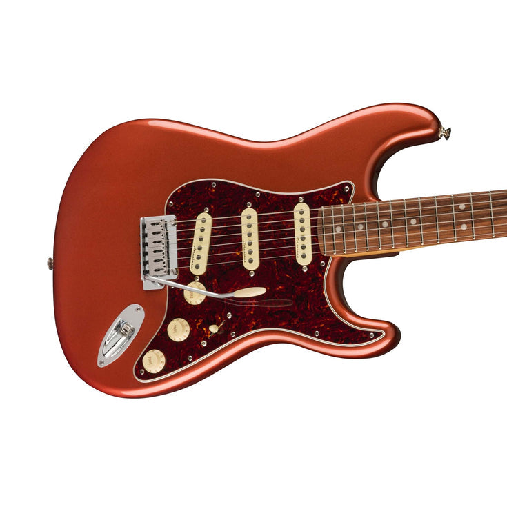 Fender Player Plus Stratocaster Electric Guitar, PF FB, Aged Candy Apple Red