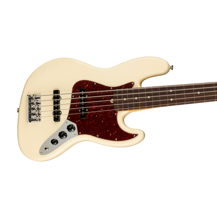 Fender American Professional II 5-String Jazz Bass Electric Guitar, RW FB, Olympic White