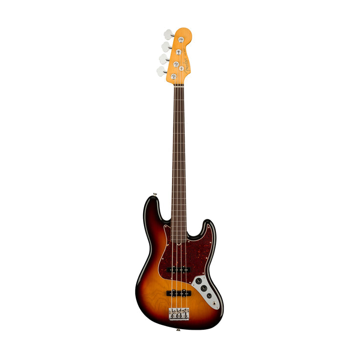 Fender American Professional II Fretless Jazz Bass Electric Guitar, RW FB, 3-Tone Sunburst