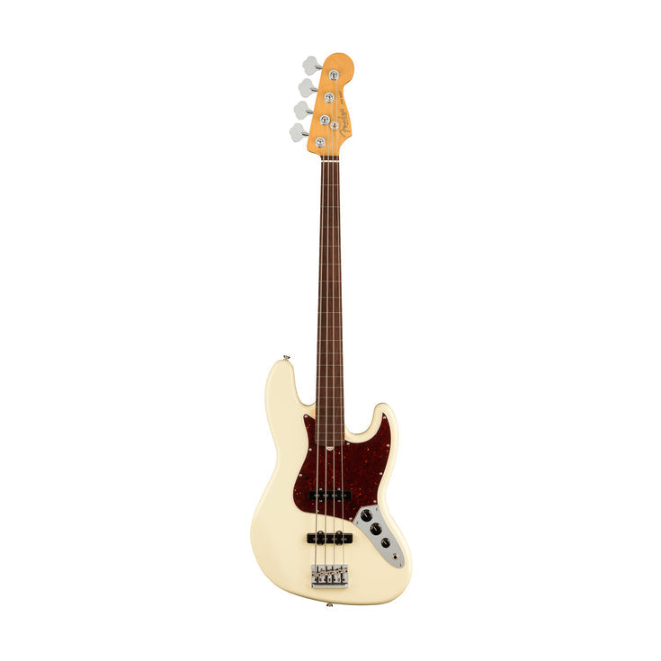 Fender American Professional II Fretless Jazz Bass Electric Guitar, RW FB, Olympic White |  FENDER |  BASS GUITAR |  Zoso Music