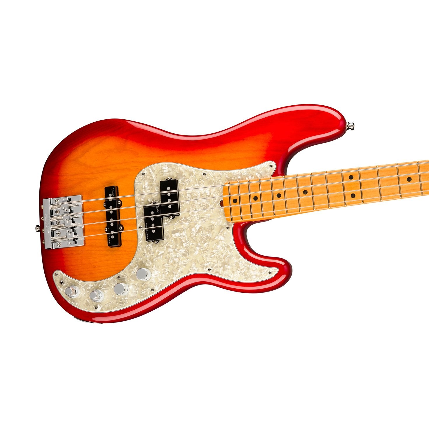 Fender American Ultra Precision Bass Guitar, Maple FB, Plasma Red Burst, FENDER, BASS GUITAR, fender-bass-guitar-f03-019-9012-773, ZOSO MUSIC SDN BHD