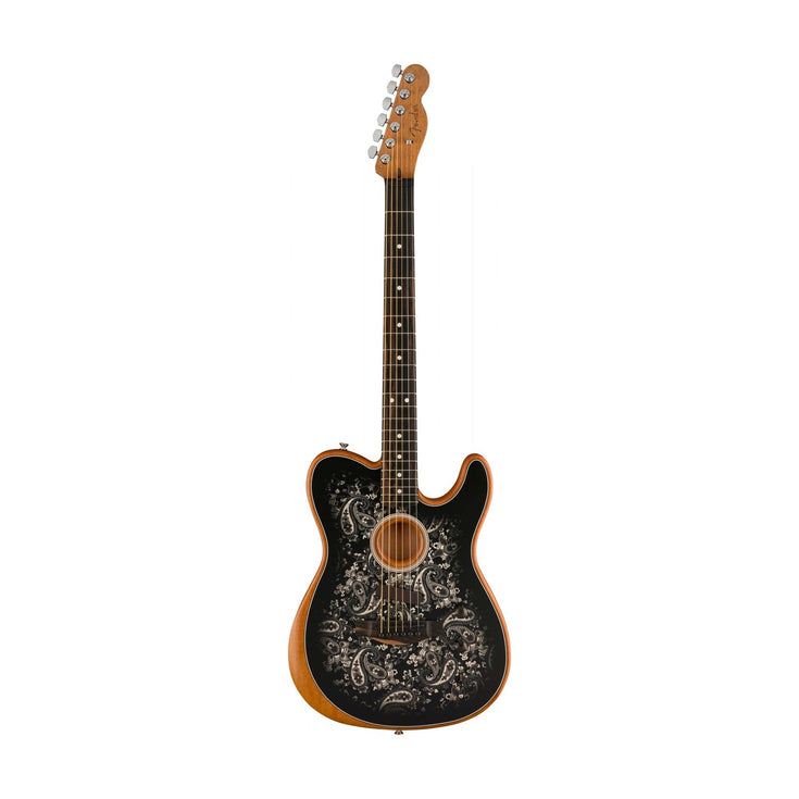 Fender FSR American Acoustasonic Telecaster Guitar w/Bag, Ebony FB, Black Paisley |  FENDER |  ACOUSTIC GUITAR |  Zoso Music