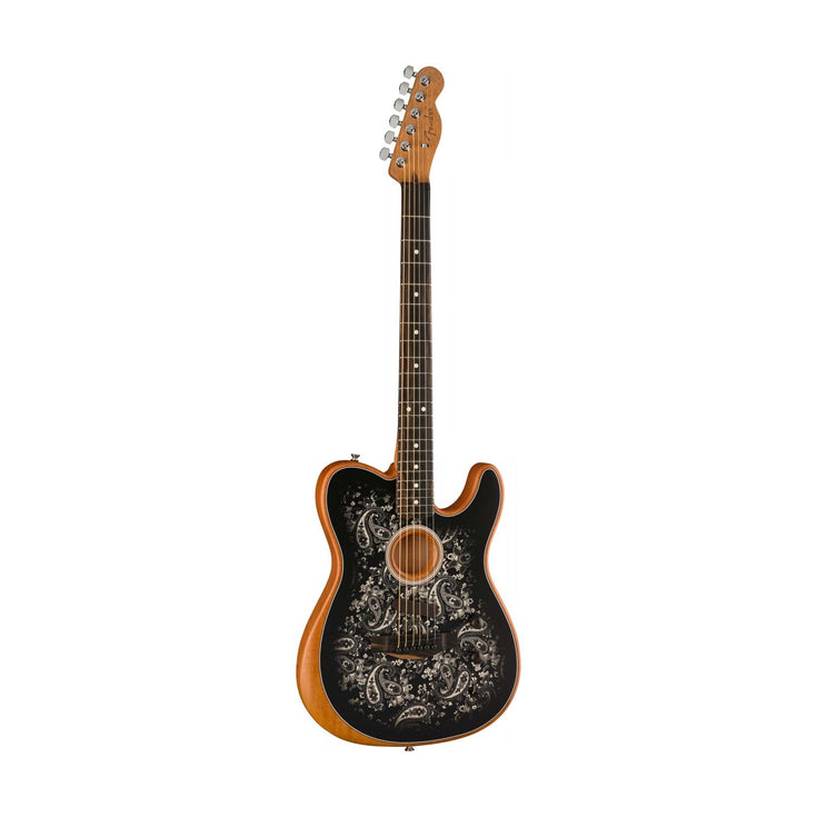 Fender FSR American Acoustasonic Telecaster Guitar w/Bag, Ebony FB, Black Paisley |  FENDER |  ACOUSTIC GUITAR |  Zoso Music