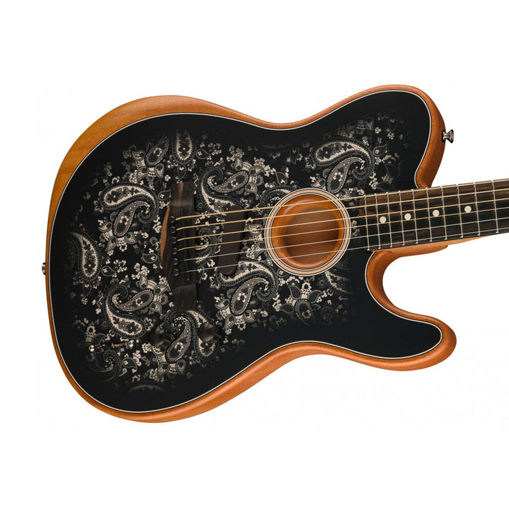 Fender FSR American Acoustasonic Telecaster Guitar w/Bag, Ebony FB, Black Paisley |  FENDER |  ACOUSTIC GUITAR |  Zoso Music
